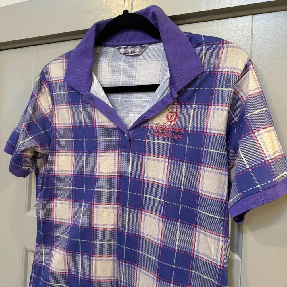 ST. ANDREWS LINKS TARTAN COLLECTION | Purple Tartan Golf Polo Size Medium - Picture 3 of 11
